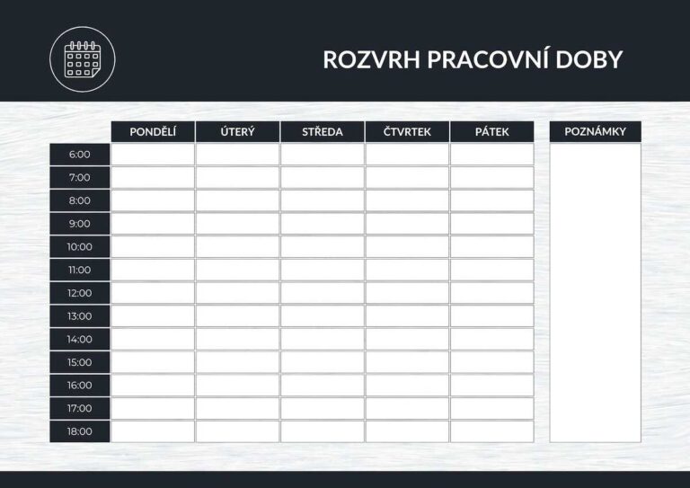 rozvrh pracovní doby dpp zaměstnance